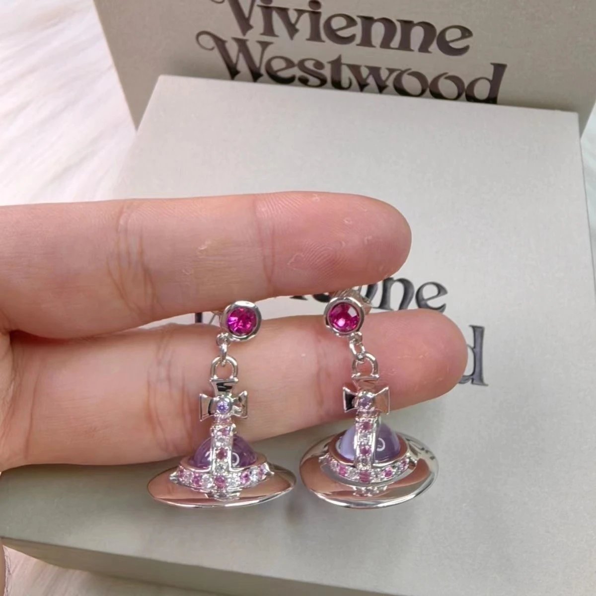 Vivienne Westwood Orb Red Crystal Stud Earrings