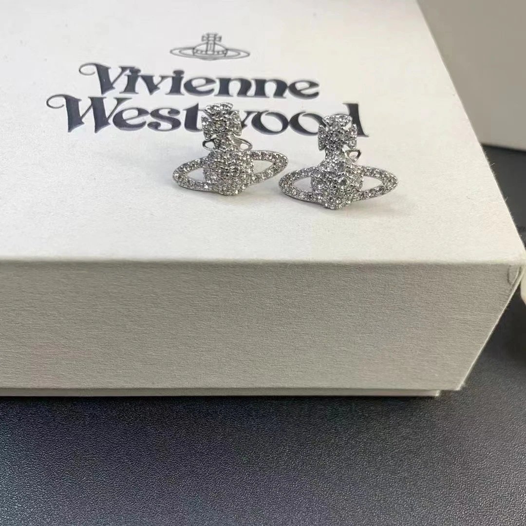 Vivienne Westwood Orb Silver Crystal Stud Earrings