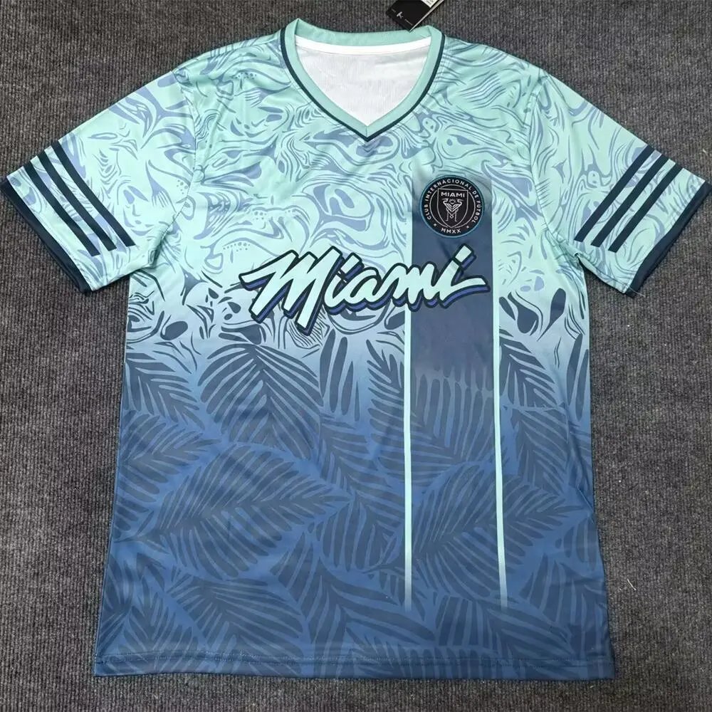 Inter Miami CF Football Jerseys Short-Sleeve Jersey — 2425 Miami shallow blue leaves