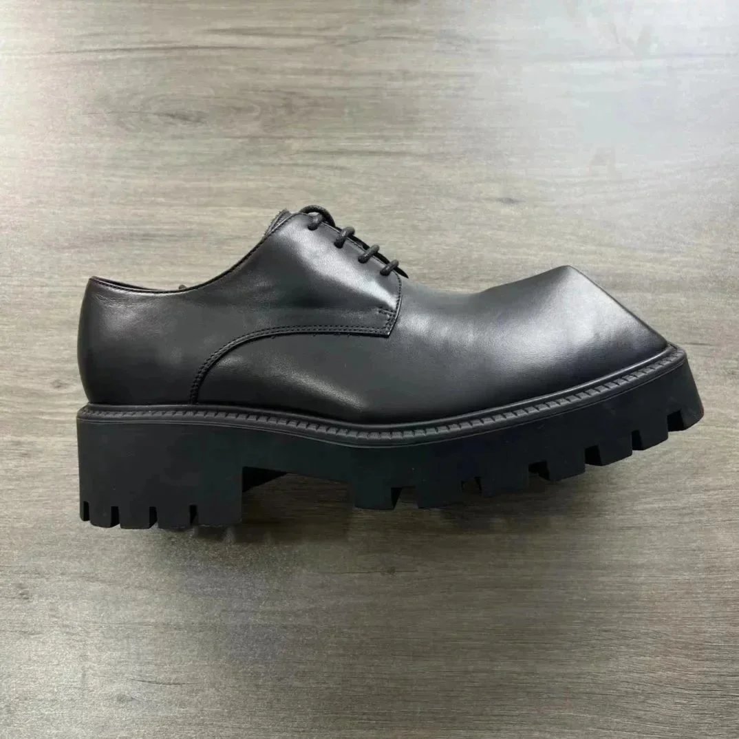 Prada Leather Shoes Lace-Up Platform Derby — Balenciaga Rhino lace-up platform