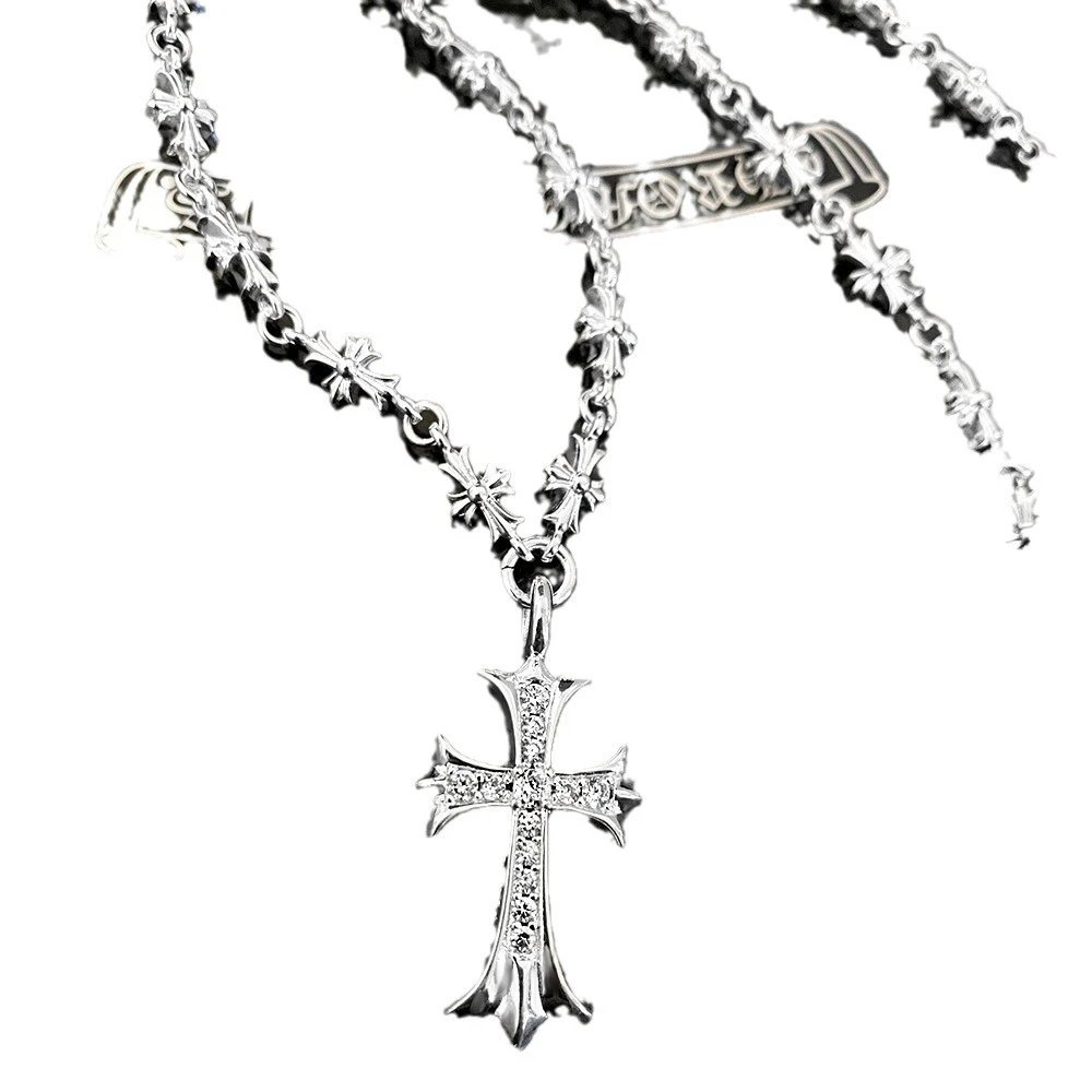 Chrome Hearts Silver Cross Pendant Necklace