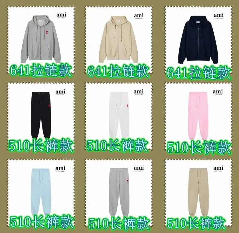 Ami 633 Round Neck Black White Pink Light Blue Gray Beige Navy Sweatshirt
