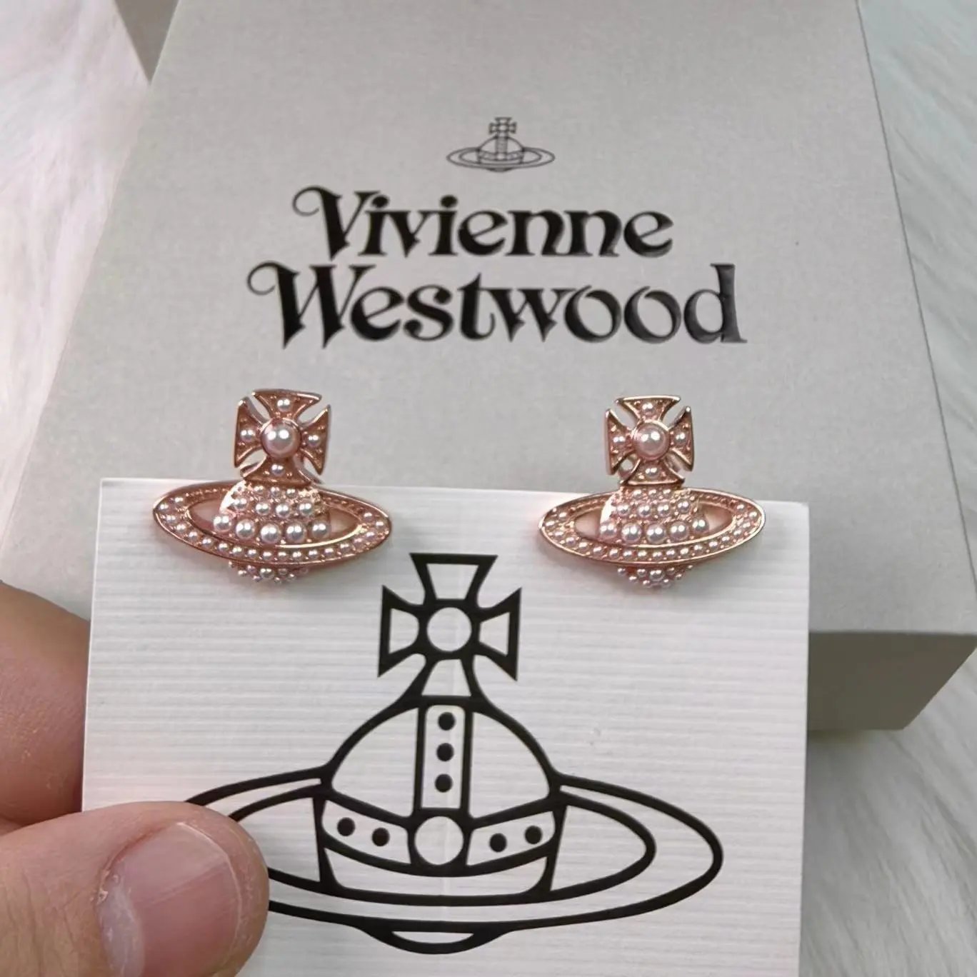 Vivienne Westwood Orb Silver Crystal Stud Earrings