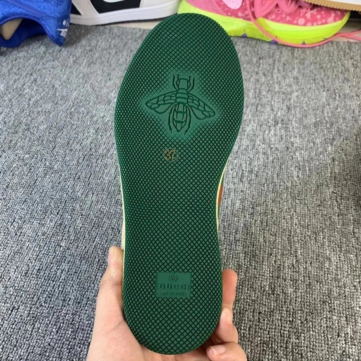 Gucci Ace Beige Green Red Web Striped Sneakers