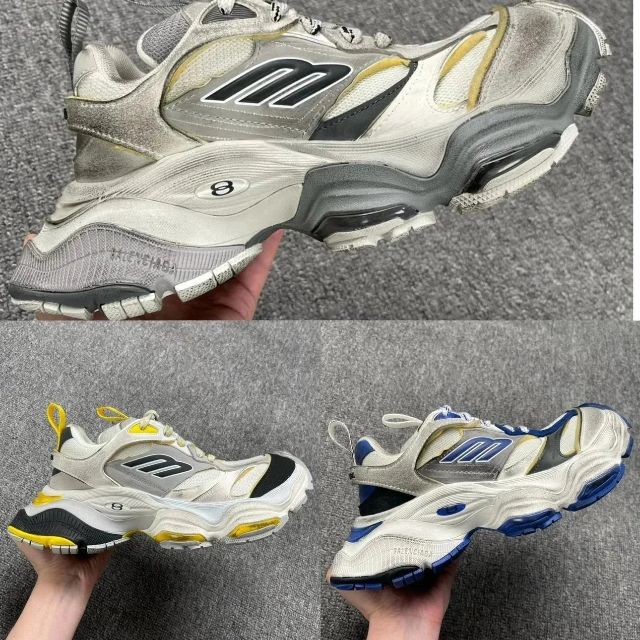 Balenciaga Track 8 White Gray Yellow Blue Chunky Sneakers