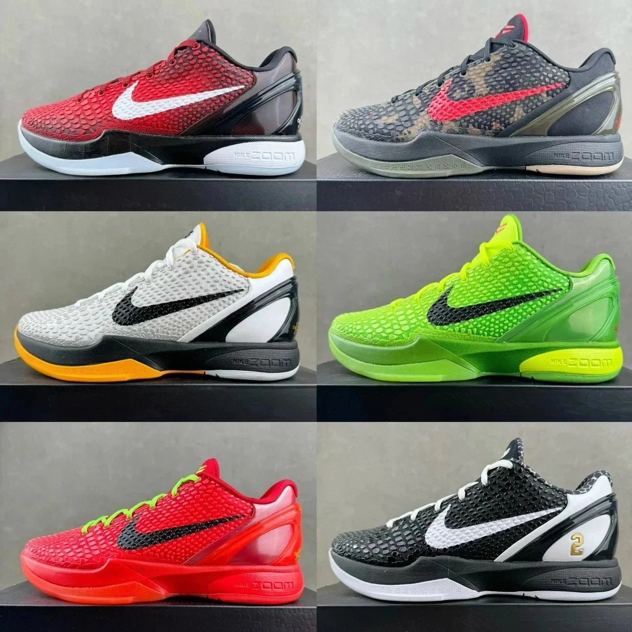 Nike Zoom Kobe 6 Red White Snake Skin Basketball Shoes