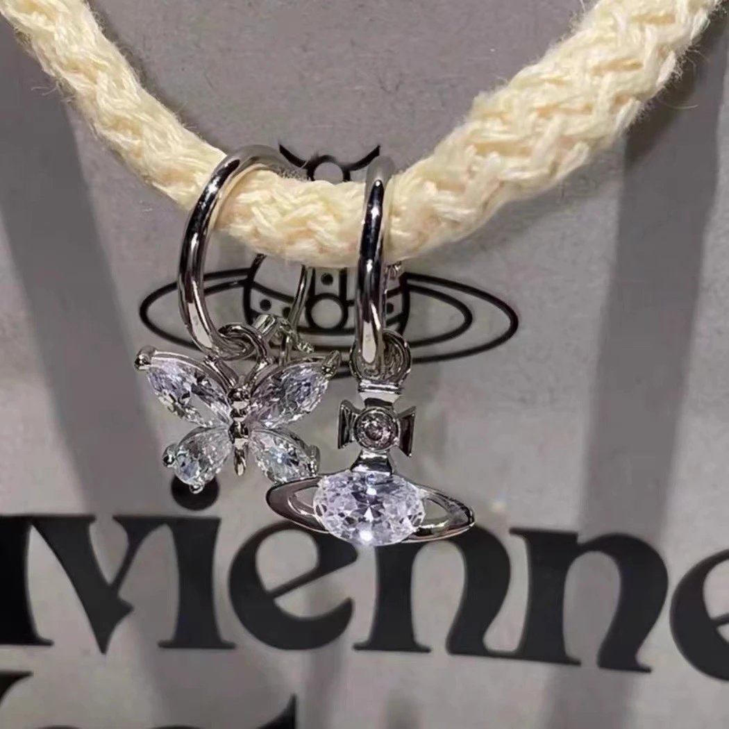 Vivienne Westwood Orb Clear Crystal Hoop Earrings