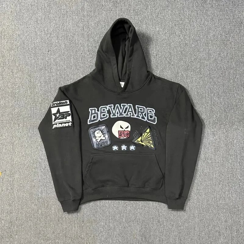 Broken Planet Beware Black Graphic Hoodie And Sweatpants Set