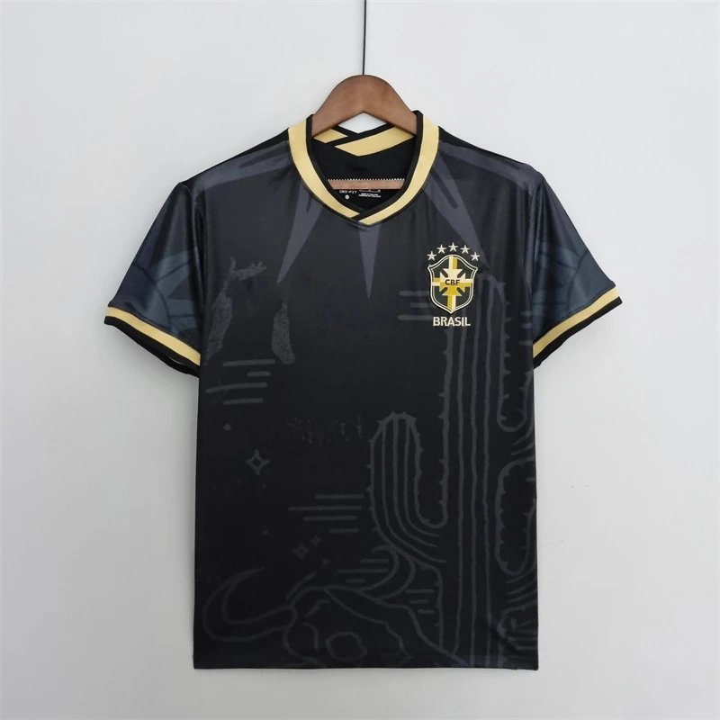 CBF Football Jerseys Brazil graphic jersey — 2223 brazilian cactus version black