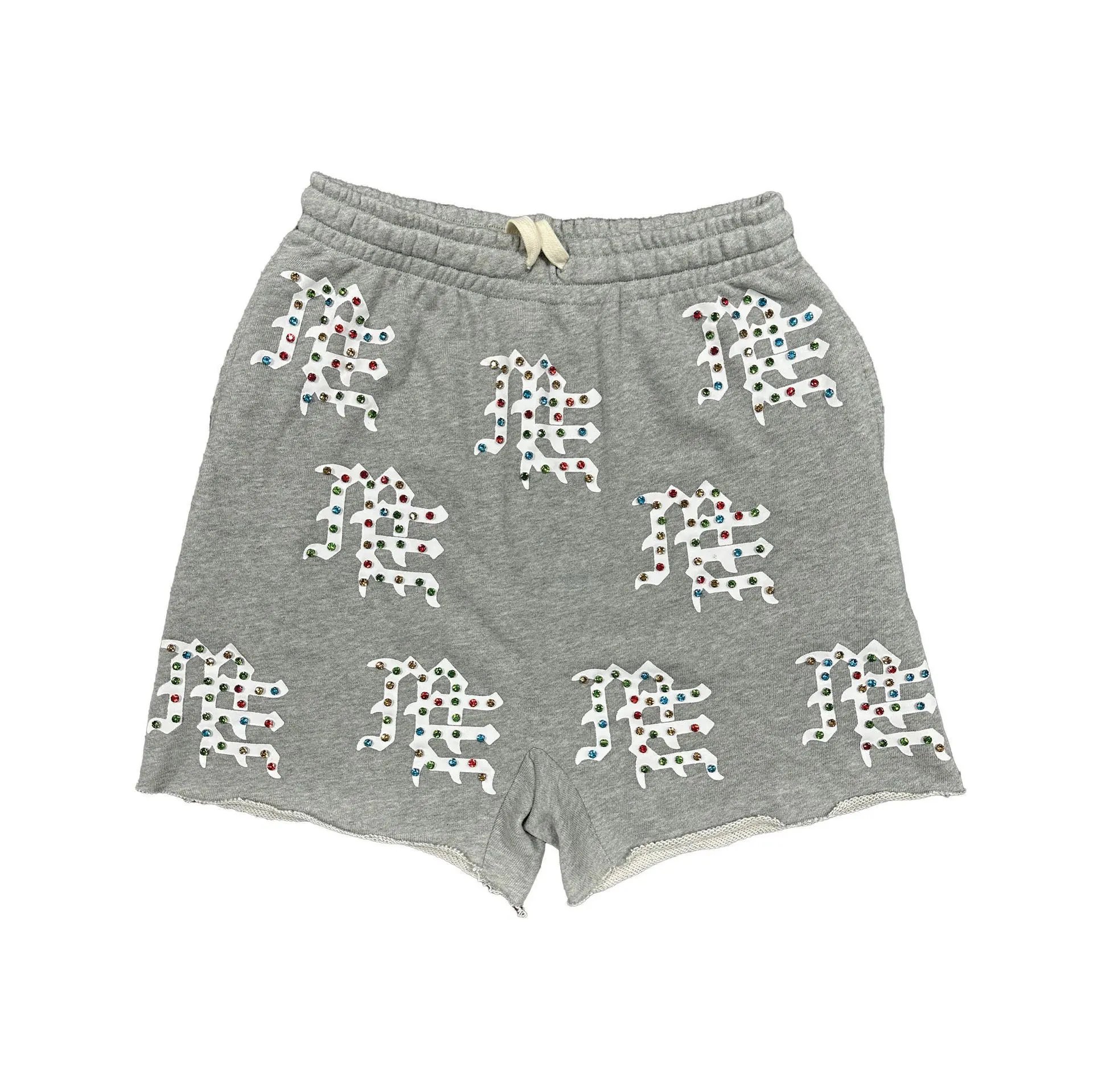 Gray Embroidered Crystal Logo Sweatshorts