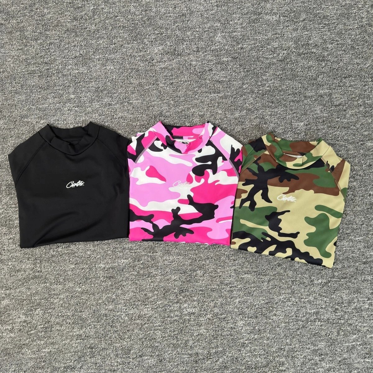Corteiz Camo Print Green Brown Black Performance Rash Guard