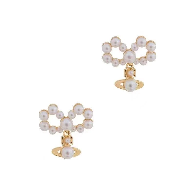 Vivienne Westwood Pearl Orb Gold Silver Statement Earrings