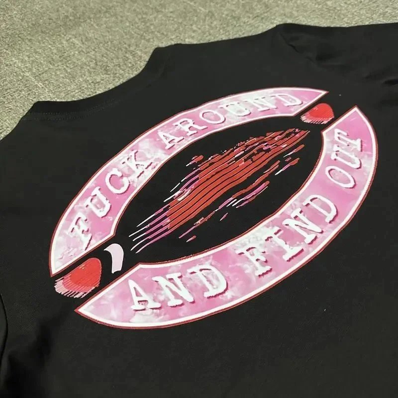 White Cotton T-Shirt Pink Graphic Logo Casual Tee