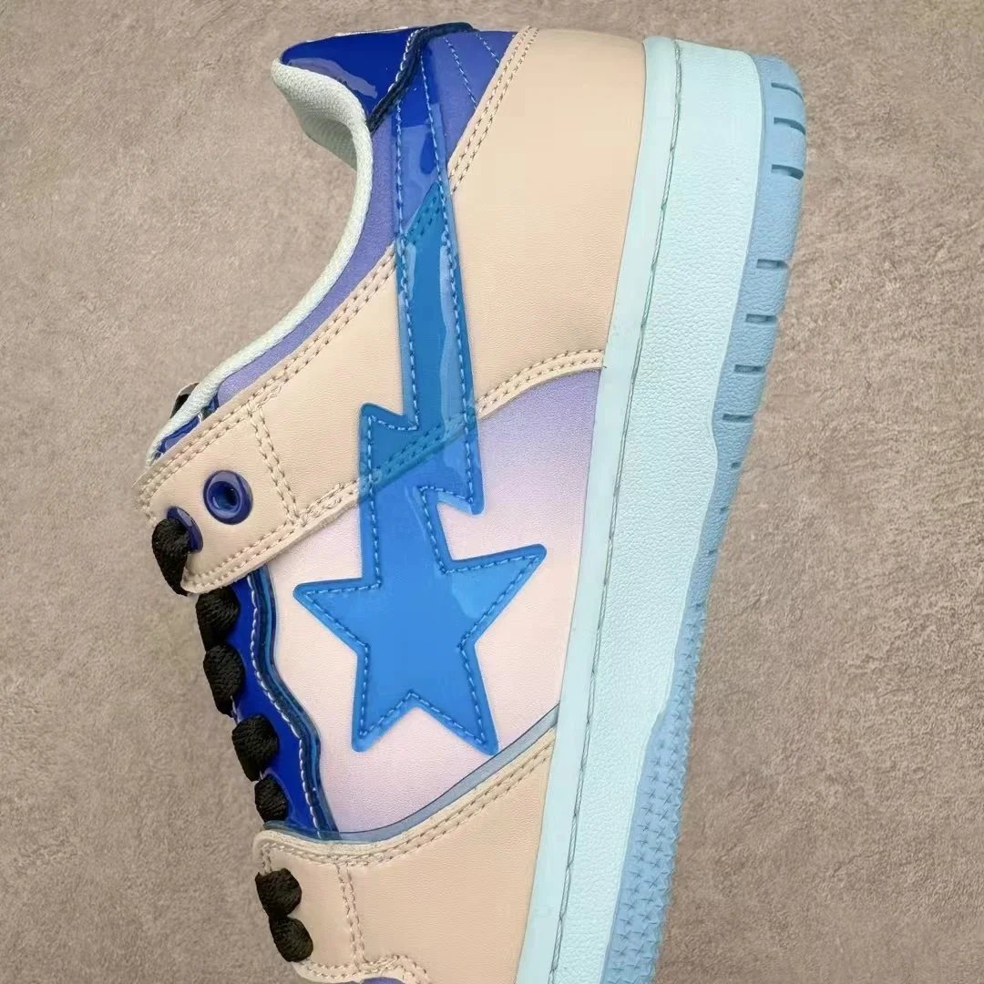 A Bathing Ape Bapesta Purple White Star Logo Low Top Sneakers