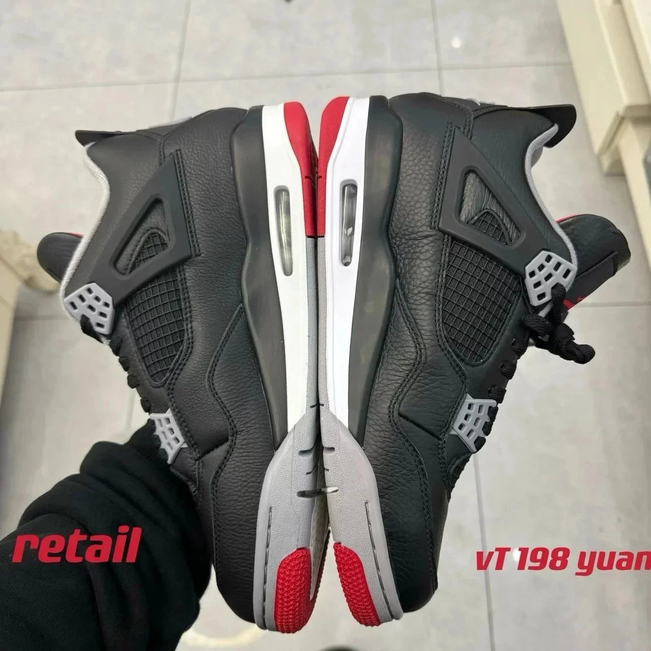 Nike Air Jordan 4 Black Red White Retro Basketball Sneakers