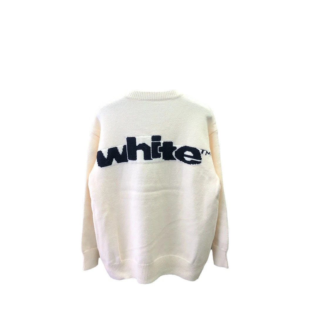 Off-White Logo Cream Oversized Knit Sweater