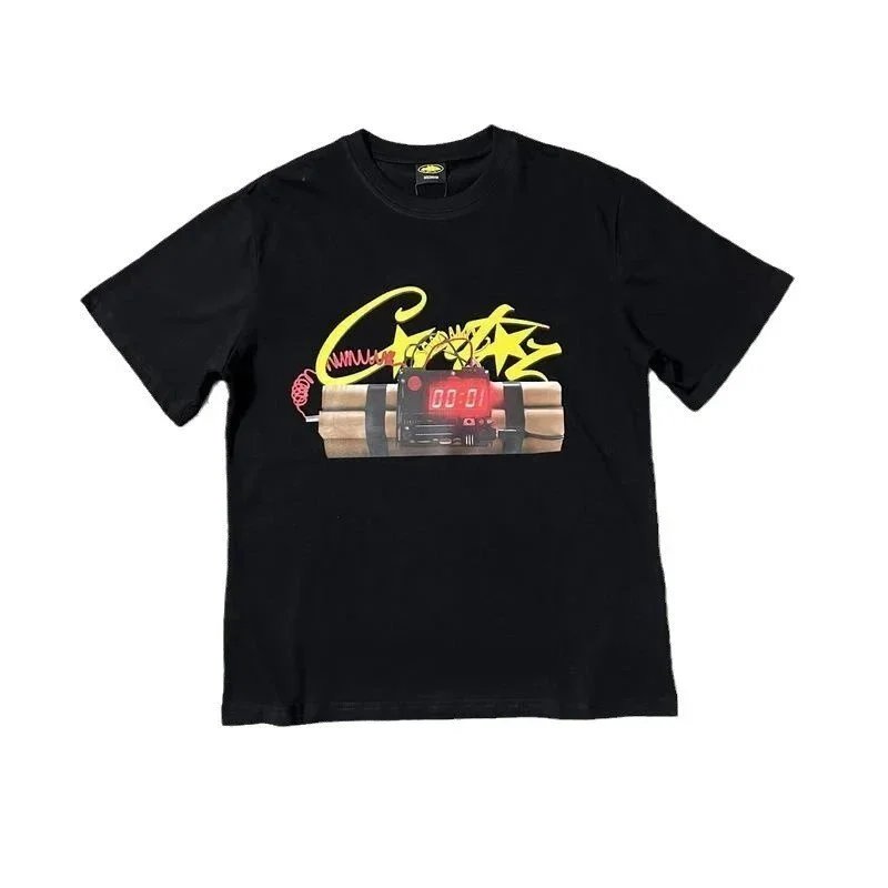 Black Graphic Tee Bomb Print Streetwear T-Shirt