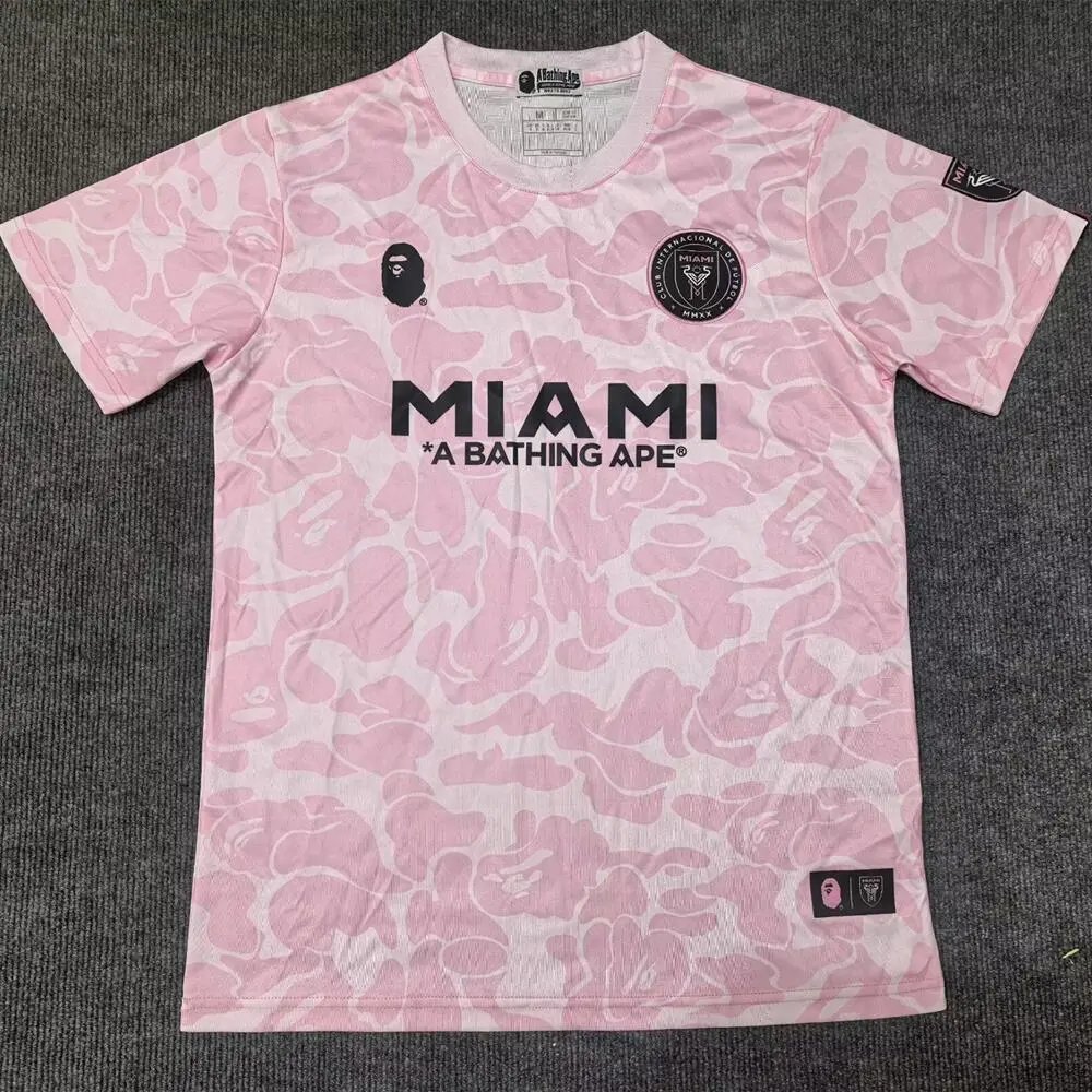 A Bathing Ape Football Jerseys Inter Miami CF camouflage jersey — 2324 Miami Light Pink Camouflage
