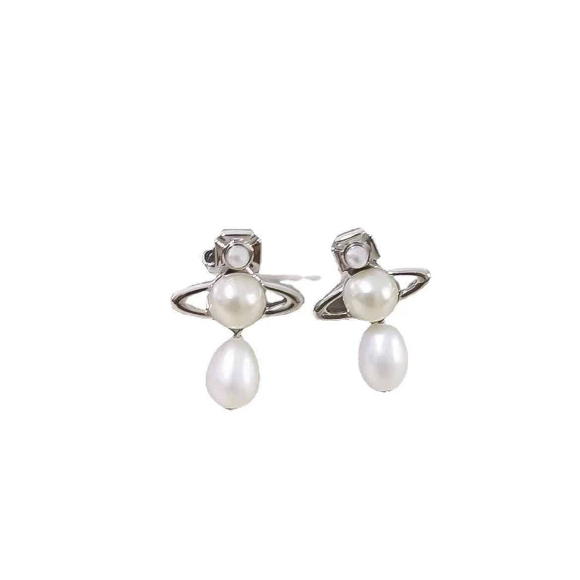 Vivienne Westwood Orb White Pearl Statement Earrings