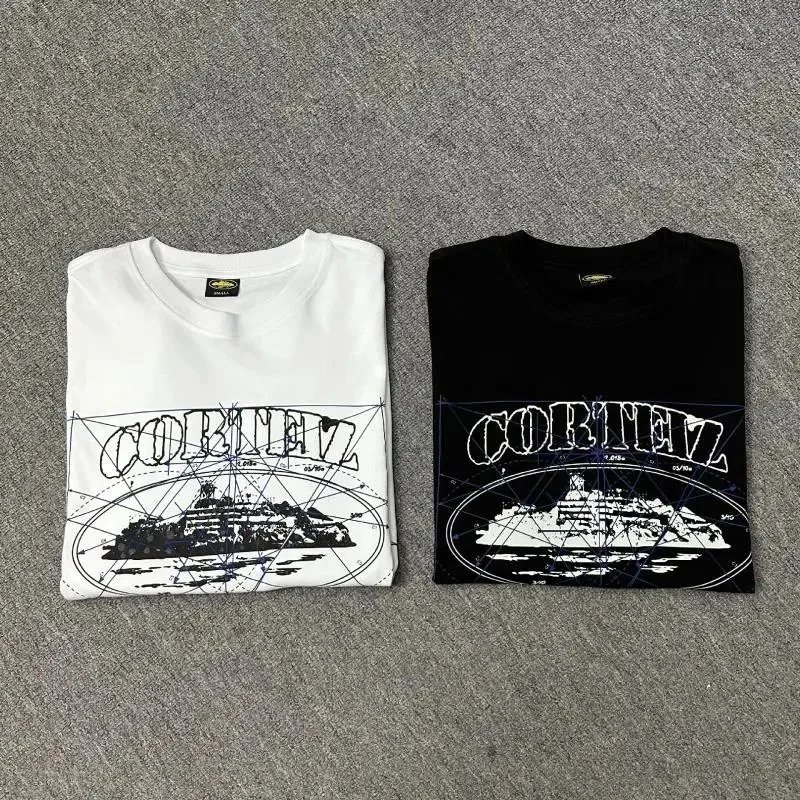 Corteiz Graphic Print Black White Streetwear T-Shirt