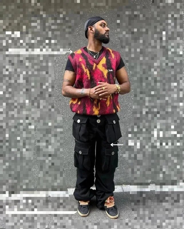 Camouflage Knit Vest Maroon Green Military Style
