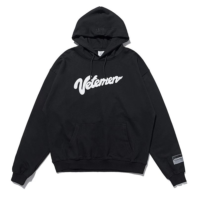 Vetements Logo Black Oversized Hoodie