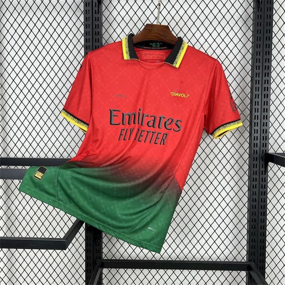 AC Milan Football Jerseys Short-sleeve jersey with crest — 2425AC Milan four guests red and green