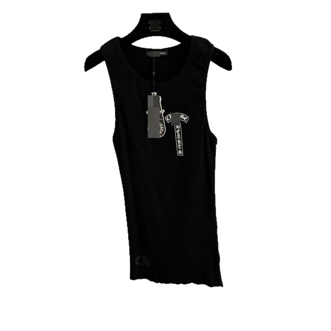 Chrome Hearts Black Ribbed Cross Print Tank Top