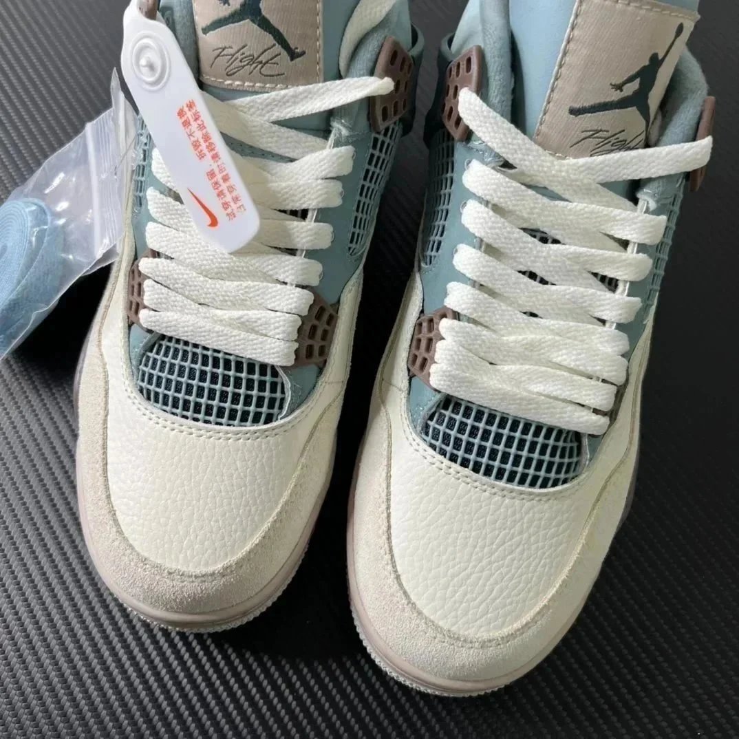 Nike Air Jordan 4 Mint Green White Brown Retro Basketball Sneakers