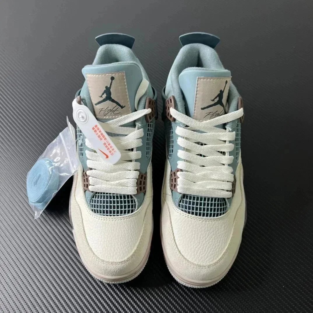Nike Air Jordan 4 Mint Green White Brown Retro Basketball Sneakers