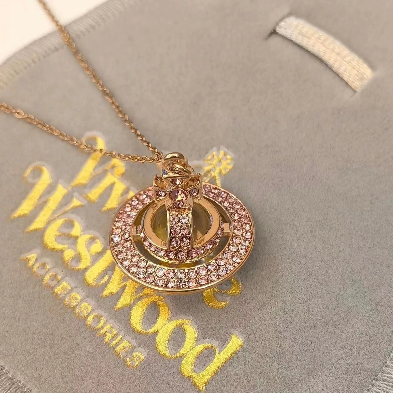Vivienne Westwood Orb Gold Tone Crystal Pendant Necklace