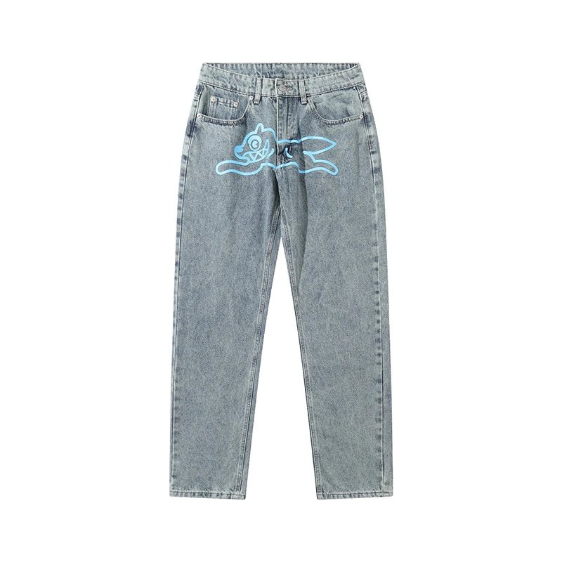Bape Sta Blue Embroidered Light Wash Baggy Denim Jeans
