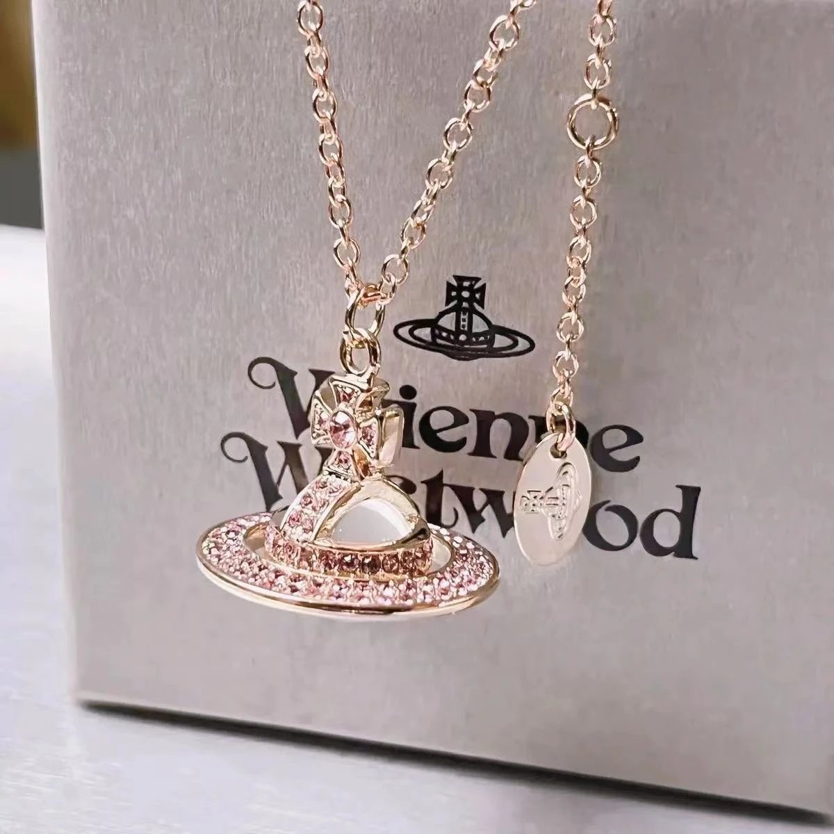Vivienne Westwood Orb Gold Tone Crystal Pendant Necklace