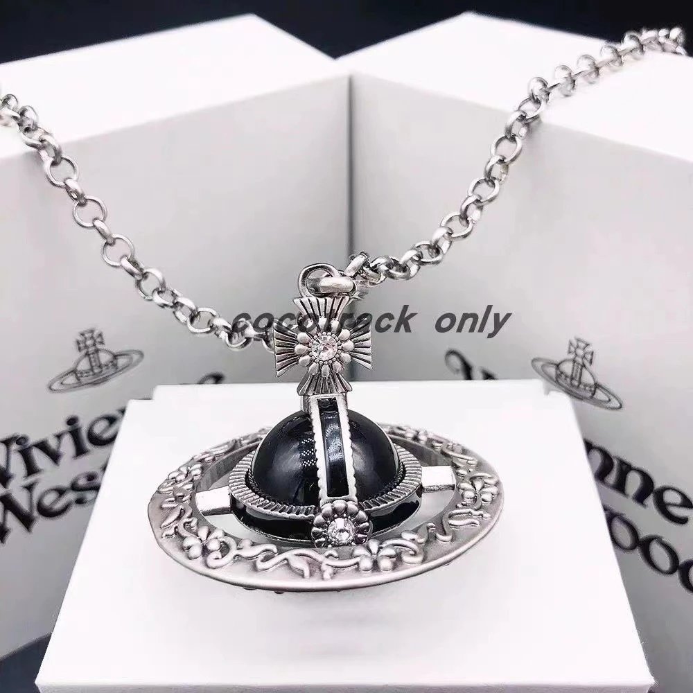 Vivienne Westwood Black Orb Silver Gothic Necklace