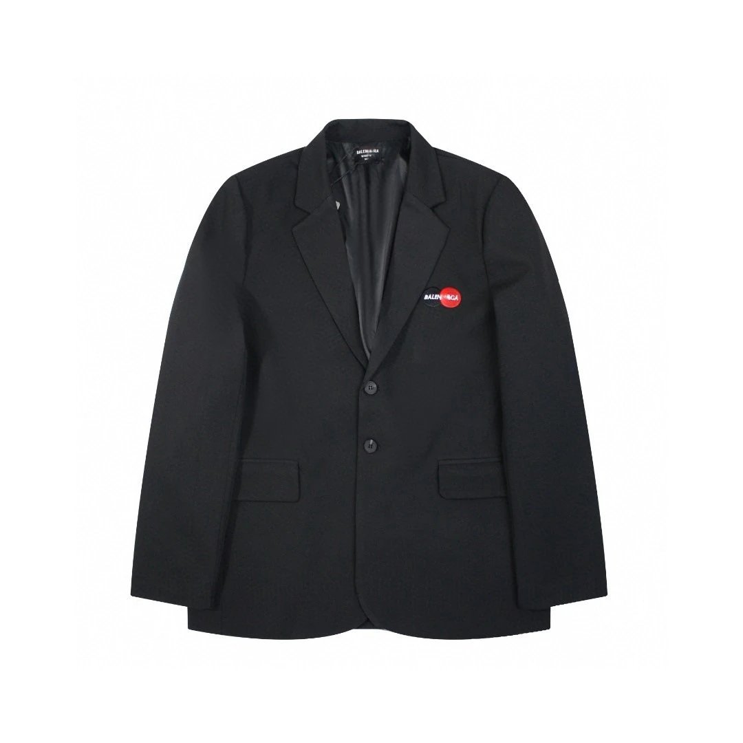 Black Wool Blend Single Breasted Blazer