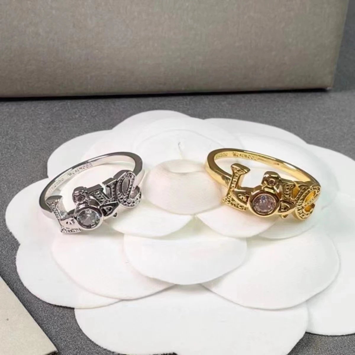 Alexander McQueen Love Silver Gold Statement Ring
