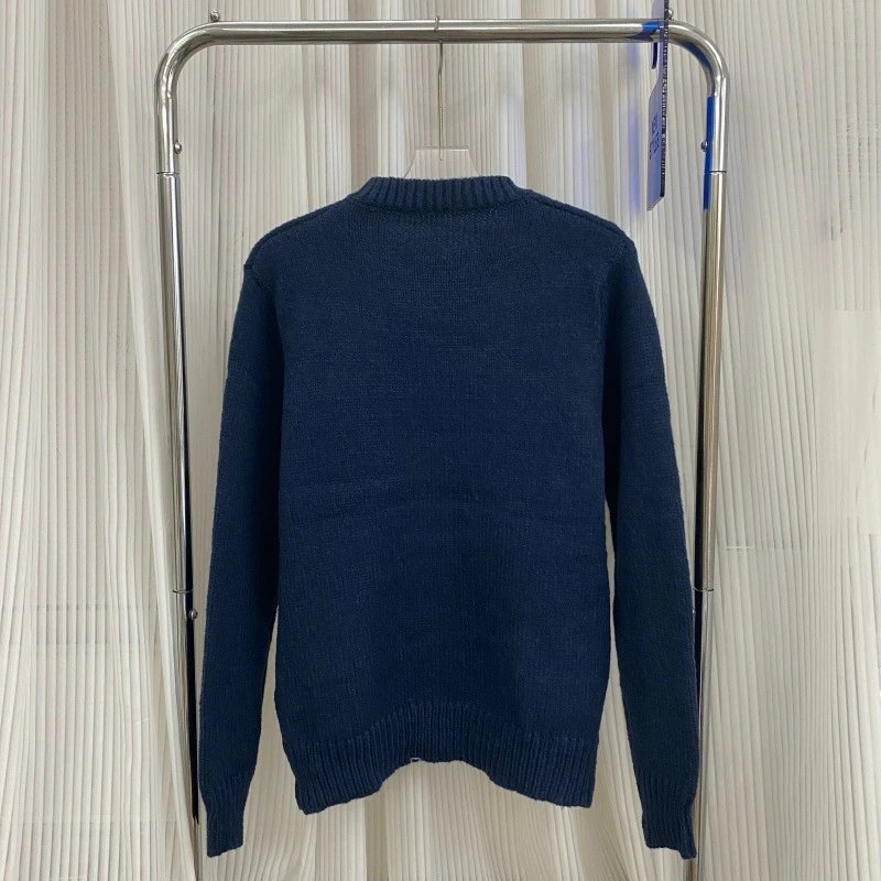 Balmain Paris Navy Blue Logo Knit Sweater