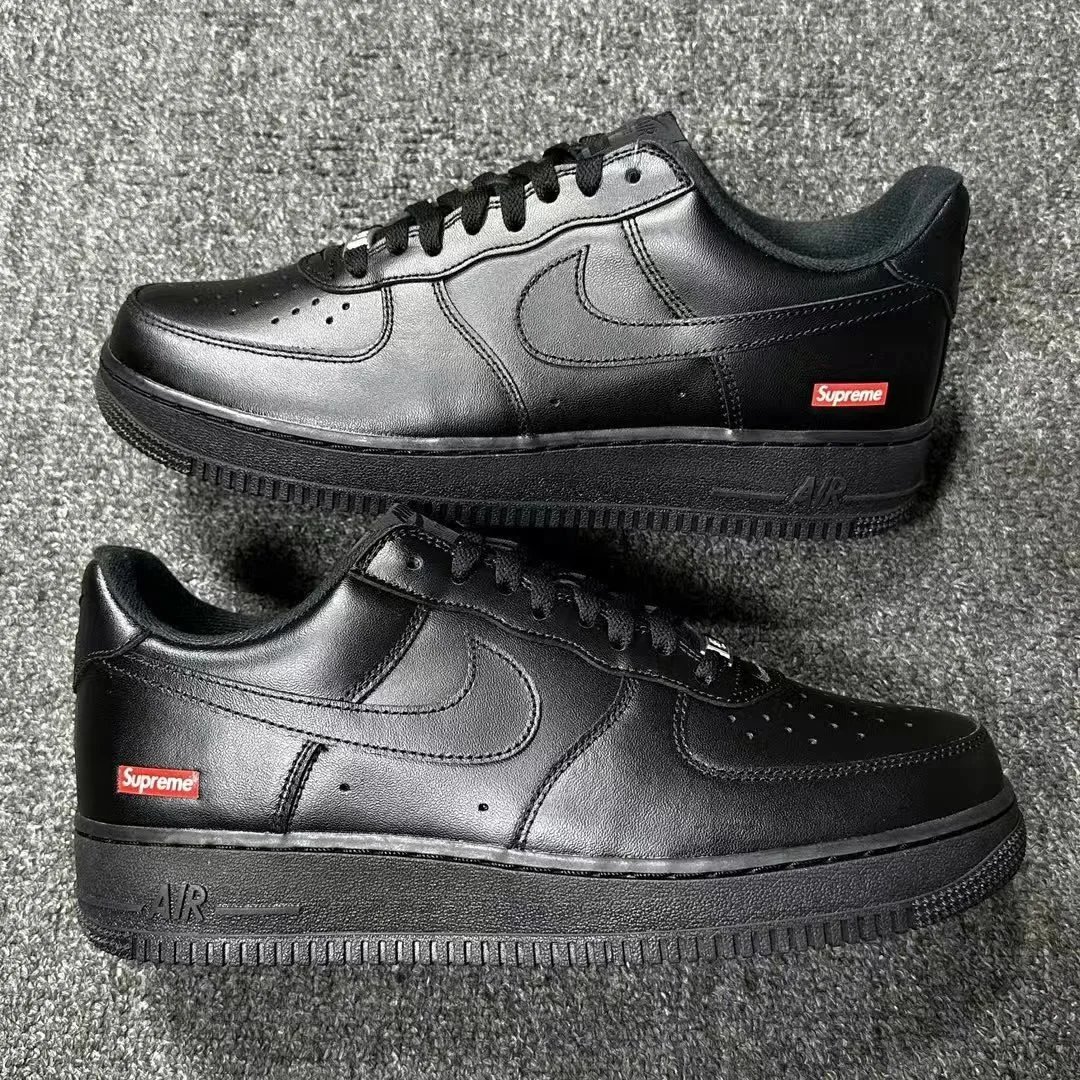 Nike Air Force 1 White Black Beige Lace-Up Casual Sneakers