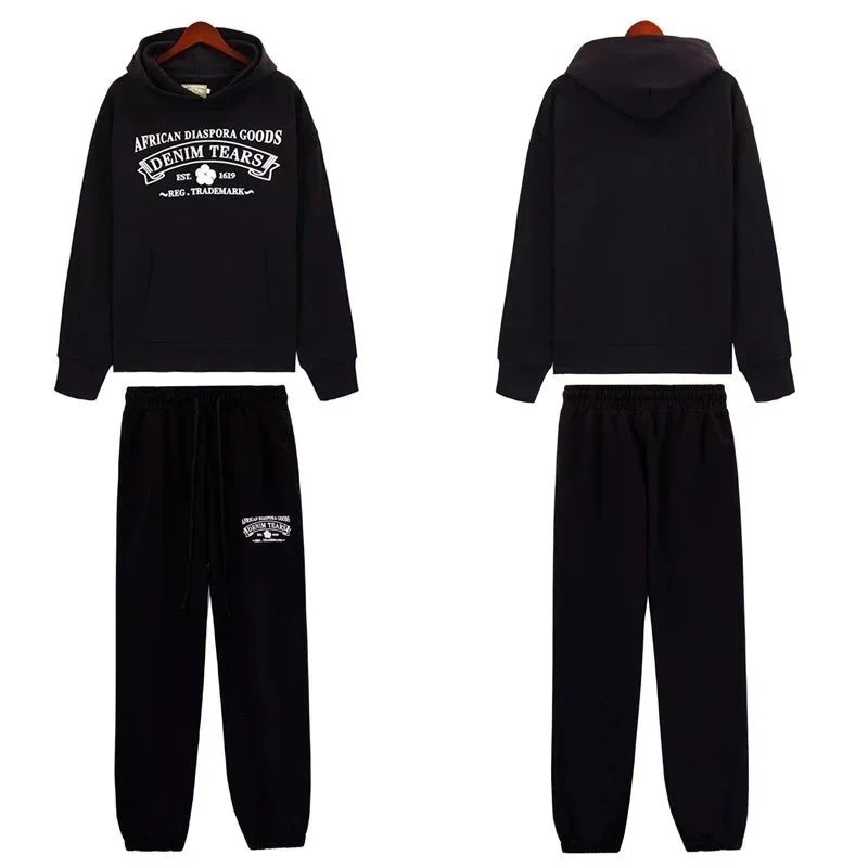African Diaspora Goods Denim Tears Yellow Purple Black Green Hooded Sweatshirt Jogger Pants Set