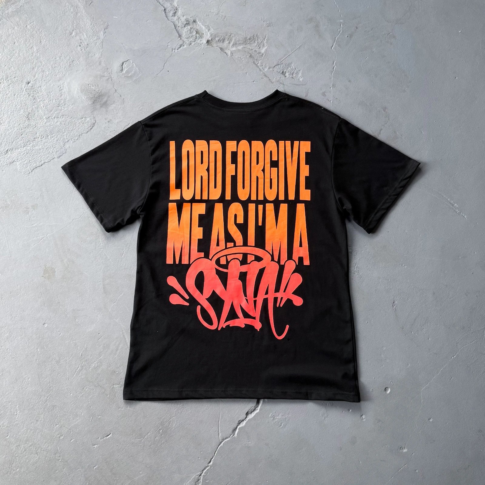 White Cotton T-Shirt With Orange Graffiti Logo Streetwear