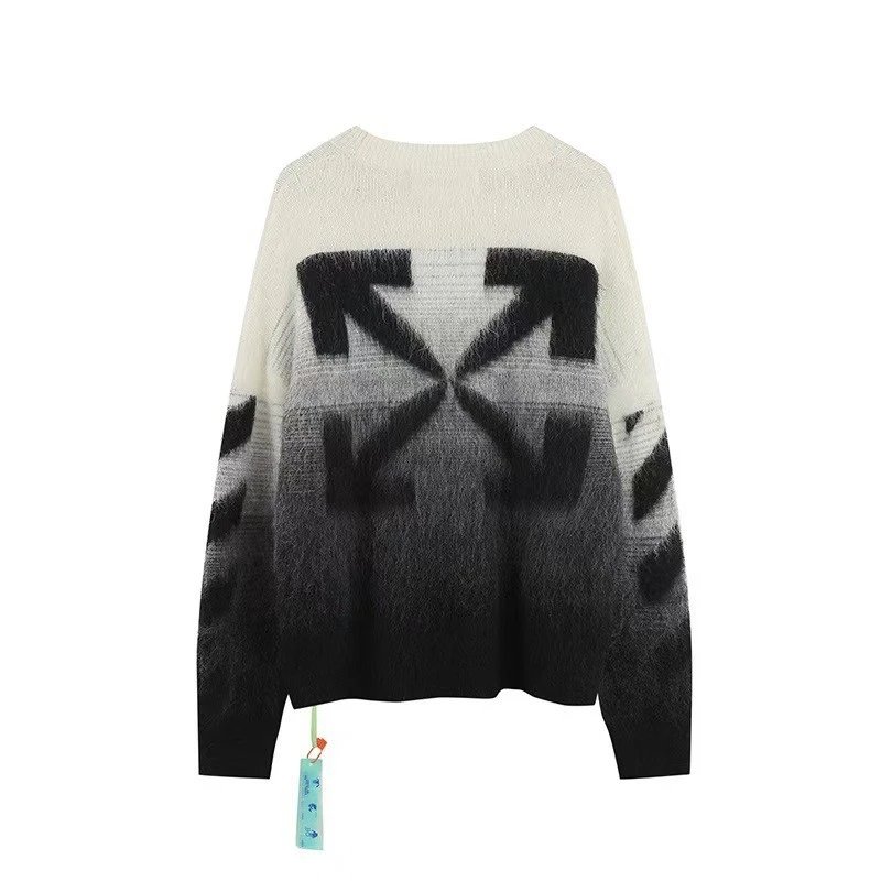 Off White Arrow Gradient Beige Black Oversized Knit Sweater