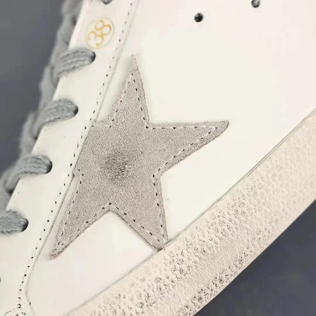 Golden Goose Superstar White Navy Blue Distressed Sneakers