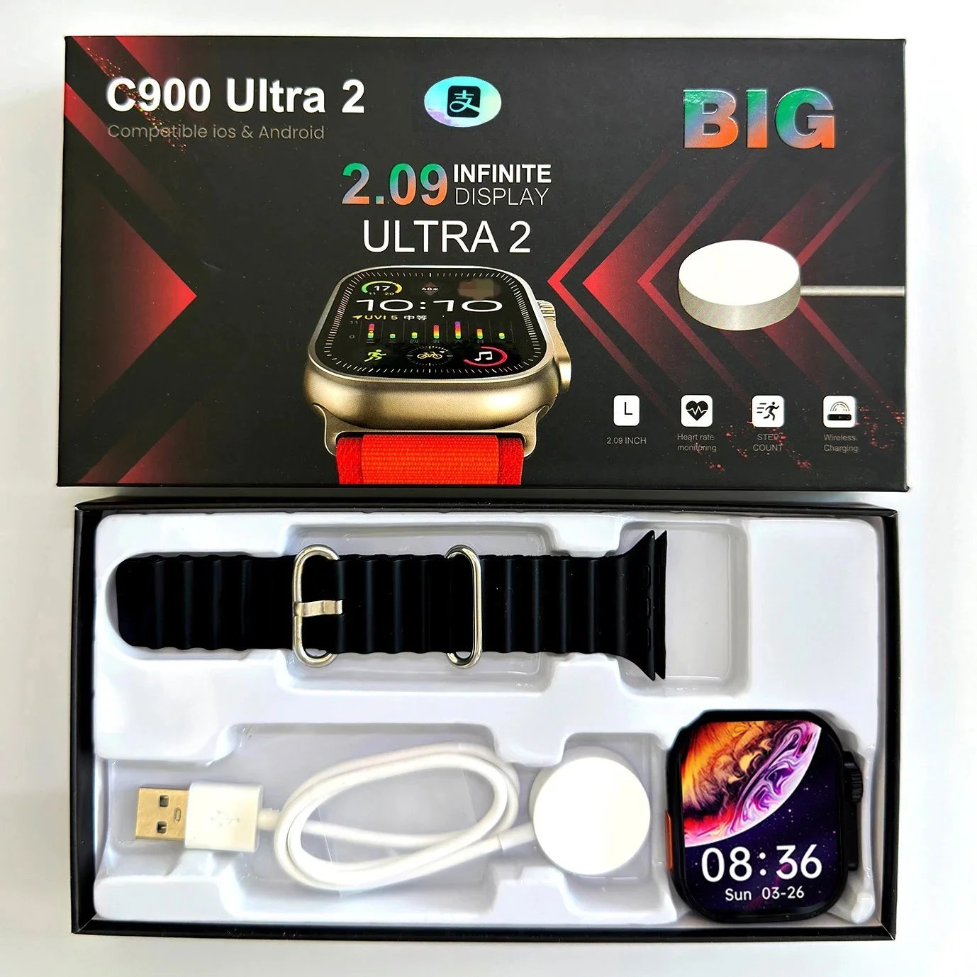 C900 Ultra 2 Gold Red Sport Smartwatch