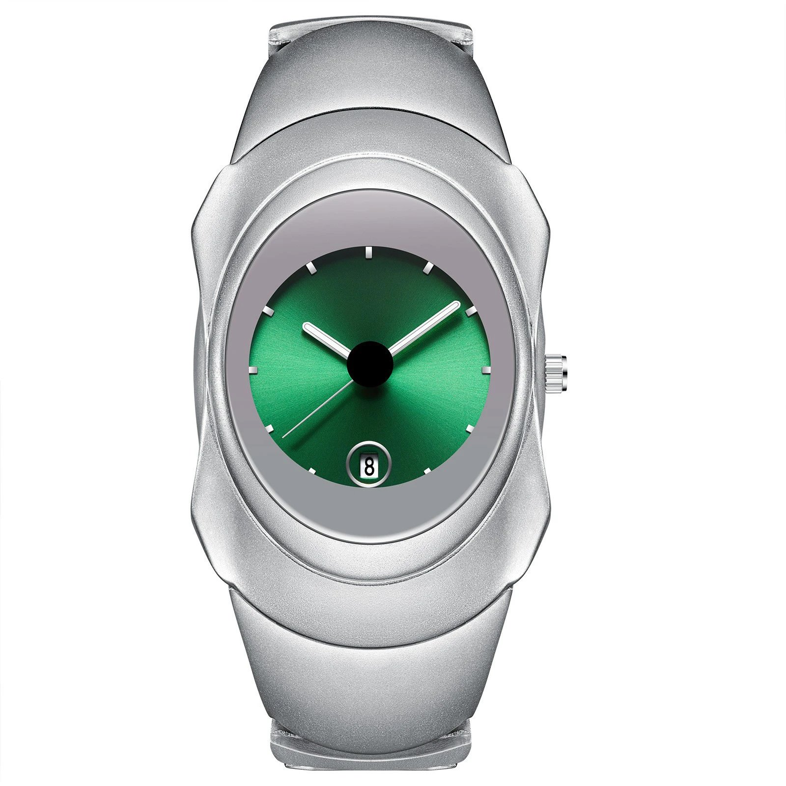 Stainless Steel Watch Red Dial Minimalist Wristwatch