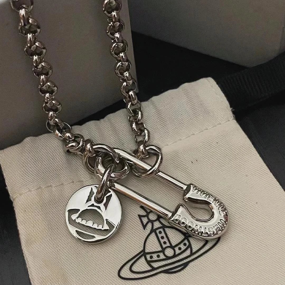 Vivienne Westwood Safety Pin Silver Punk Necklace