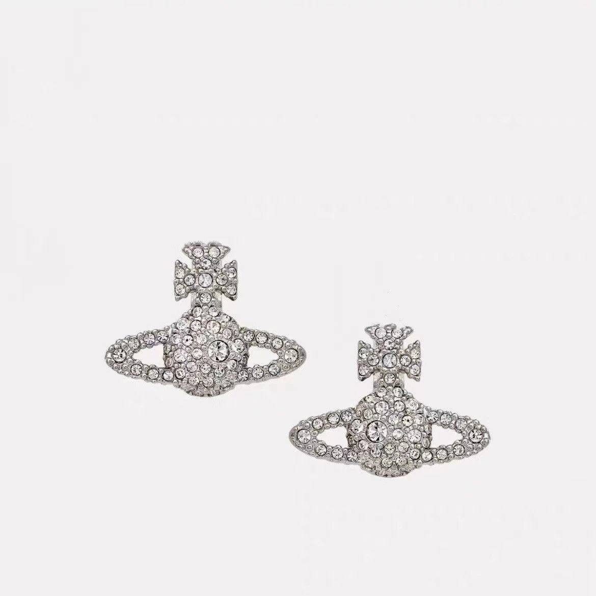 Vivienne Westwood Orb Silver Crystal Stud Earrings