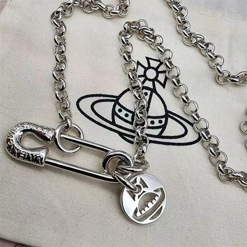 Vivienne Westwood Safety Pin Silver Punk Necklace