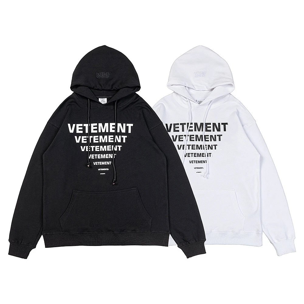 Vetement Logo Print Black White Oversized Hoodie