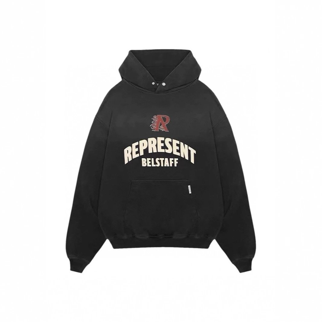 Represent Belstaff Gray Oversized Hooded Sweatshirt