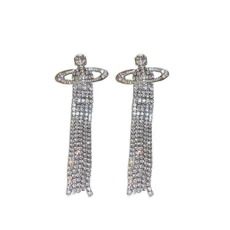 Vivienne Westwood Orb Gold Crystal Tassel Earrings
